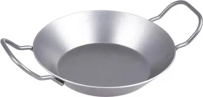 Image de Poêle à frire en fer avec deux poignées 20cm Poêle à frire en fer Poêle à braiser Poêle à steak Paella Wok Poêle à frire Convient pour le four Rustique