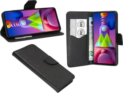 Produktbild von Buch Tasche "Fancy" für SAMSUNG GALAXY M51 (M515F) Handy Hülle Schutzhülle mit Standfunktion, Kartenfach Schwarz