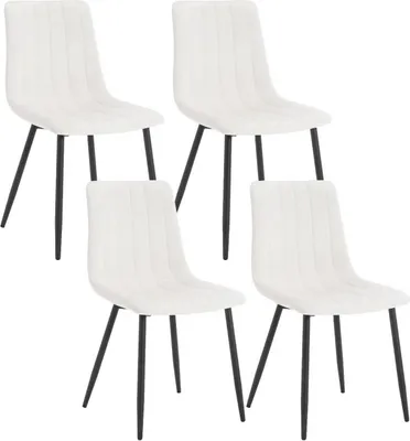 Produktbild von Klihome 4 x Esszimmerstühle, Metallbeinen, Sitzfläche aus Samt, beige