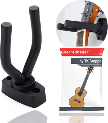 Immagine prodotto di Supporto per chitarra nero - Supporto a parete e supporto per strumenti come la chitarra a parete - Supporto a parete