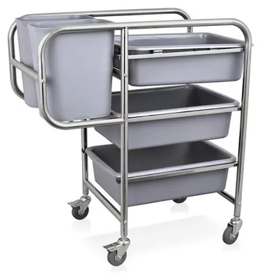 Produktbild von 2x Geschirrabräumwagen 80 x 44 x 93 cm, Chromnickelstahl, Polypropylen