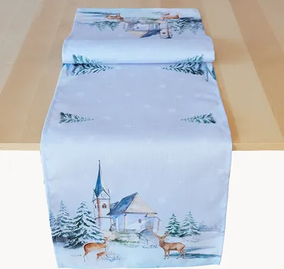 Produktbild von Tischwäsche mit Polyester und Druck Winterkirche 40 x 140 cm