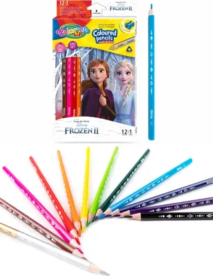 Zdjęcie produktu dla Kredki trójkątne 13 kolorów Temperówka Frozen II Colorino