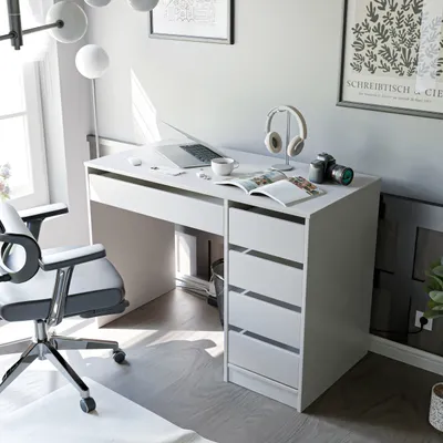 Produktbild von Idohome - Schreibtisch mit Schubladen BELLA 110x77x55 cm Bürotisch, Farbe: Kaschmir