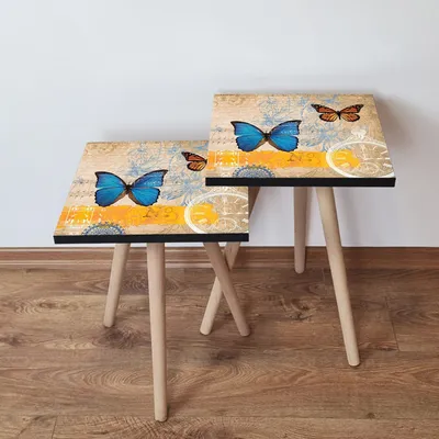 Imagen del producto de Skye Decor, 2Shp58: Juego de dos mesas auxiliares, diseño multicolor, fabricadas en MDF al 100%, dimensiones: 35 x 35 x 47 cm