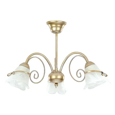 Immagine prodotto di Lampada a sospensione decorativa in patina oro 3 paralumi in vetro Cocard 3xE14 15W Luminex