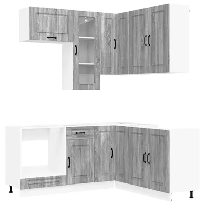 Immagine prodotto di vidaXL Modulo cucina KALMAR, 8 pezzi, grigio Sonoma, materiale plastico simile al legno