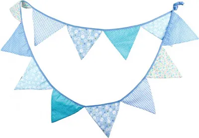 Produktbild von Oblique Unique Wimpel Girlande Wimpelkette Banner Vintage - hellblau
