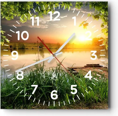 Produktbild von Wanduhr - Quadrat - Glasuhr - Brücke See - 30x30cm - Schleichendes Uhrwerk - Lautlos - zum Aufhängen bereit - Dekoration Modern - Wanddekoration aus Glas - C4AC30x30-3914
