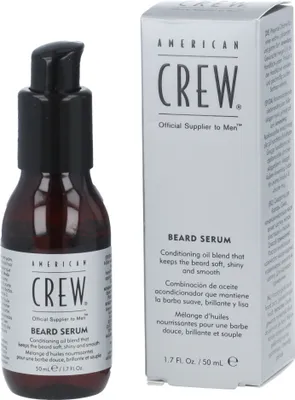 Zdjęcie produktu dla American Crew Beard Serum, Olejek do brody, 50 ml, Cyclopentasiloxane, Dimethiconol, Argania Spinosa Kernel Oil, Parfum (Fragrance), Cyperus..., 1 szt.