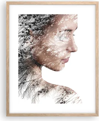 Produktbild von Gerahmtes Poster - Rahmen in heller Eiche - Frau doppelt Belichtung - 40x50 cm - Wand Bild - Wanddeko - Wandbilder - Wandposter - Bilderrahmen - Bilder - Kunstdruck - Wandbild - P2NPA40x50-4338