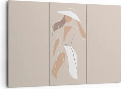 Produktbild von Bild auf Leinwand - Leinwandbild - 3 Teile - Minimalismus Frau Buntstift - 165x110cm - Wand Bild - Wanddeko - Wandbilder - Leinwanddruck - Bilder - Wanddekoration - Leinwand bilder - CE165x110-4603
