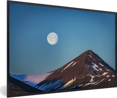 Produktbild von MuchoWow® Gerahmtes Poster Mond - Berg - Gletscher 90x60 cm - Poster mit Schwarzem Bilderrahmen Wandposter Rahmen Foto Bilder - Fotorahmen - Foto-Plakat