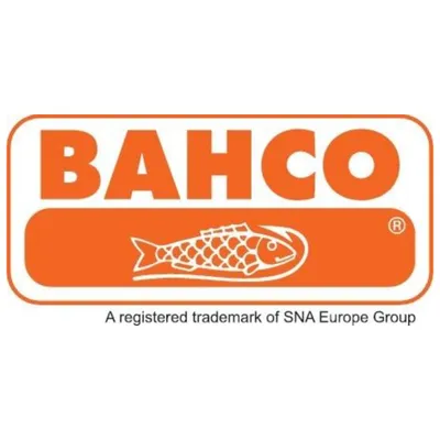 The image shows the BAHCO logo with a fish graphic and text indicating it is a registered trademark.