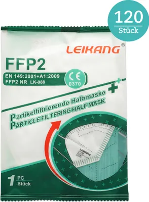 Produktbild von LEIKANG FFP2 NR Faltmaske CE0370 EN149:2001+A1:2009 120 Stück
