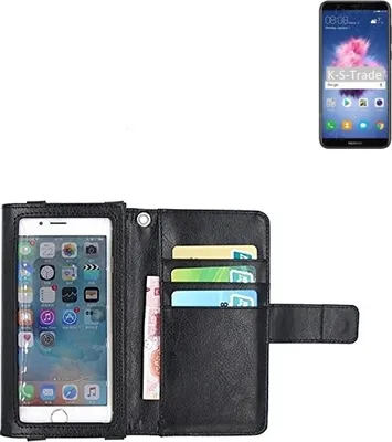 Produktbild von K-S-Trade Handy Hülle Schutz Hülle Kompatibel mit Huawei nova Lite 2 Case mit Displayschutz / Schutzfolie Flip Cover Wallet case Etui Hülle schwarz