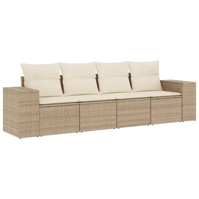 Imagen del producto de vidaXL Juego de 4 sofás de jardín con cojines, color beige, de ratán sintético