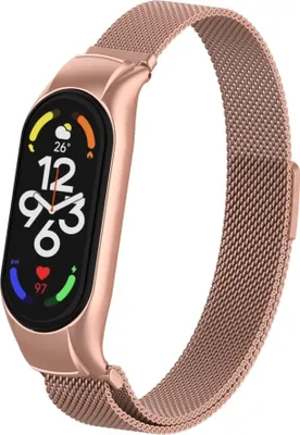 Produktbild von Strap-it Milanese Armband - Kompatibel mit Xiaomi Mi Band 7 Armband Ersatzarmband Edelstahl - Armband mit Magnetverschluss - Hochwertiges Material - für Xiaomi Armband Rosa