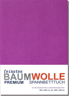Produktbild von Baumwolle-Jersey-Spannbetttuch 180 bis 220 cm VIOLETT