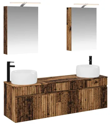 Obrázok produktu pre Sada kúpeľňových skriniek vidaXL, 5 ks, staré drevo, 50 x 14,5 x 70 cm
