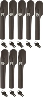 Produktbild von Abus FG300 abschließbarer Fenstergriff braun, im Set 8 Stück gleichschließend, Schließung AL0089 mit insgesamt 16 Schlüssel