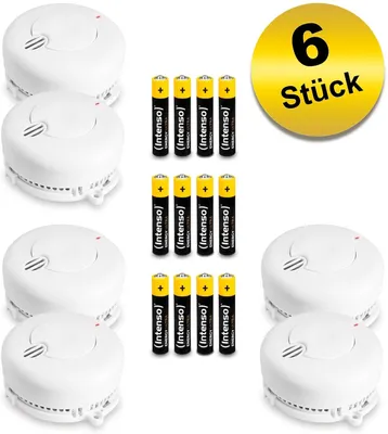 Produktbild von Angeleye 6er Set Rauchmelder – 5 Jahre Batterie Brandmelder/Feuermelder nach DIN EN14604, Weiß