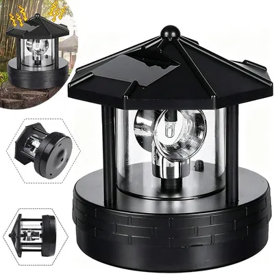Produktbild von Solar LED Rotierende Wasserdicht Leuchtturm, LED Solar Gartenleuchten Dekorative Lampe für Garten Rasen Patio