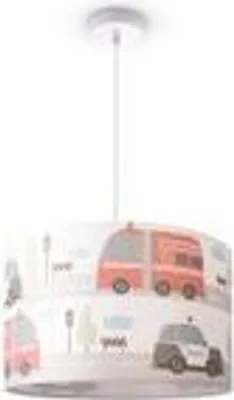 Produktbild von Deckenlampe Kinderzimmer Pendelleuchte Babyzimmer Feuerwehr Straße Polizei E27Leuchtenart / FarbePendelleuchte - Weiß