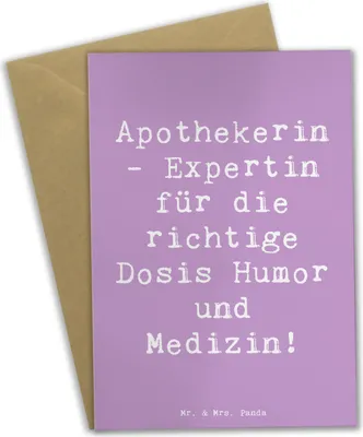 Produktbild von Mr. & Mrs. Panda Beileidskarte Spruch Apothekerin Humor Expertin - Lavendeltraum - Geschenk, hochzeitskarten, Beruf, Arzneimittel, Berufsprodukte, Gesundheitstipps