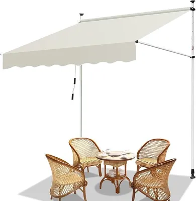 Produktbild von Klemmmarkise für Balkon 300cm Breite,mit Handkurbel und höhenverstellbar,UV-beständig und wasserdicht,ohne Bohren,in Milchweiß für Terrassen und Balkone