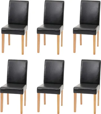 Produktbild von 6er-Set Esszimmerstuhl Stuhl Küchenstuhl klassisch und zeitlos  | HxBxT 90x43x56cm | Sitzhöhe 45cm |  Kunstleder  |  helle Beine |  Schwarz