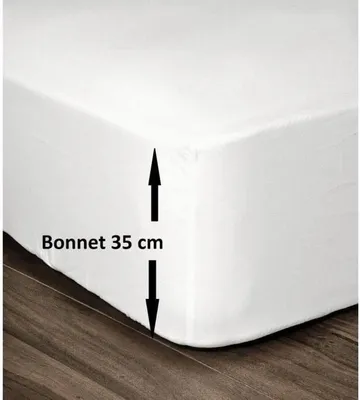 Produktbild von Spannbettlaken aus 100 % Baumwolle, 180 x 200 cm, 35 cm tiefe Tasche, Weiß