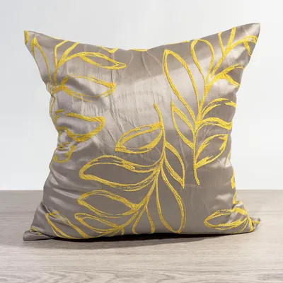 Produktbild von Kissen von Lysel - gelb Blätterzweige Cabilao 46x46, reines Polyester Dekokissen