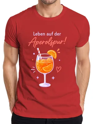 Produktbild von Leben auf der Aperolspur! Sommer Cocktail Spritz Mädelsabend Herren T-Shirt, Rot, M