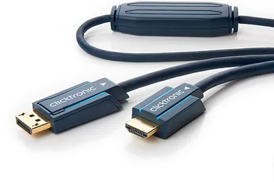Obrázek produktu pro ClickTronic 2m DisplayPort/HDMI m/m, 2 m, DisplayPort, HDMI, Zlato, 10,2 Gbit/s, Modrá