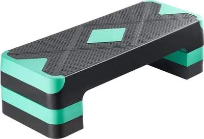 Zdjęcie produktu dla Stepper z deską do aerobiku - Regulowana ławka do stepowania w kolorze zielonym - Udźwig 250 kg - Trenażer stepper fitness