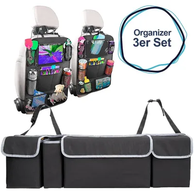 Produktbild von Kofferraum Rücksitz Organizer Tasche Rückenlehnentasche Rückenlehnenschutz Set