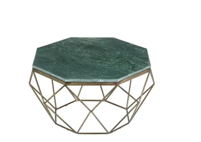 Immagine prodotto di Elegante tavolino DIAMOND 70 cm verde ottone con piano in marmo