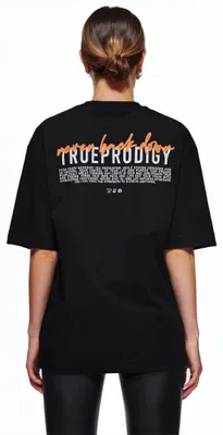 Produktbild von Lior F Damen Oversize-Shirt Logoprint Rundhals dicker Stoff Rundhals