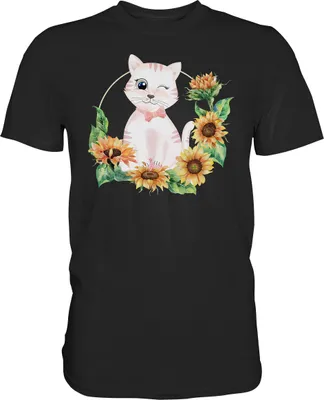 Produktbild von Katze Sonnenblumen Shirt Gärtner Kätzchen Garten Geschenk – Black / 3XL