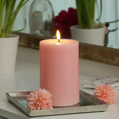 Immagine prodotto di Candela a LED MIA - cera vera - fiamma 3D realistica - H: 15cm D: 10cm - funzionamento a batteria - rosa