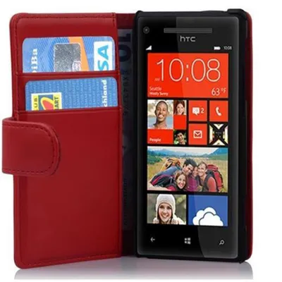 Obrázok produktu pre Cadorabo Case for HTC 8X Protective Case in Red Ochranné puzdro na mobilný telefón Book Case Etui Cover