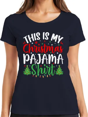 Produktbild von This is my Christmas Pajama Shirt Pyjama - Weihnachten Xmas Christmas Damen T-Shirt, Navy, 3XL
