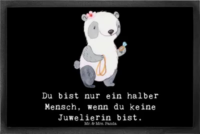 Produktbild von Mr. & Mrs. Panda Schmutzfangmatte Juwelierin Herz 40 x 60 cm - Schwarz - Geschenk, Schmutzmatte, Lustig, Fussmatte, Schmutzfangteppich, Goldschmiedin, Spruch, Witzig
