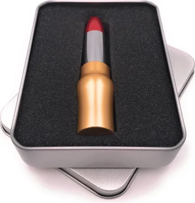 Obrázek produktu pro Onwomania rtěnka lesk na rty dlouhá červená stříbrná černá USB flash disk v hliníkové dárkové krabičce 32 GB USB 2.0