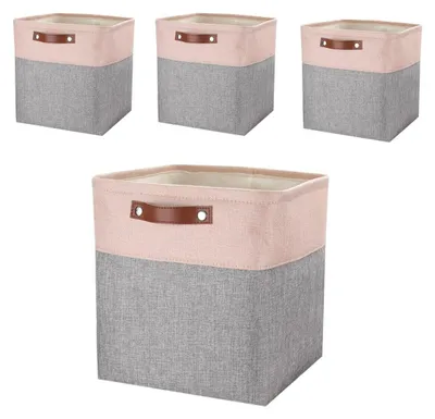Immagine prodotto di Set di 4 scatole portaoggetti in tessuto, 30x30x30 cm, colore grigio rosa