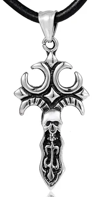 Produktbild von DonDon Herren Lederkette Leder Halskette 50 cm mit Edelstahl Anhänger Totenkopf Tribal
