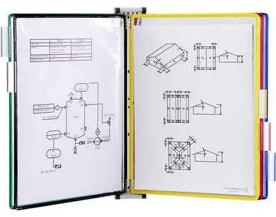 Produktbild von tarifold Wandsichttafelsystem DIN A4 magnetisch bestückt inkl. 5 Drehzapfentafeln