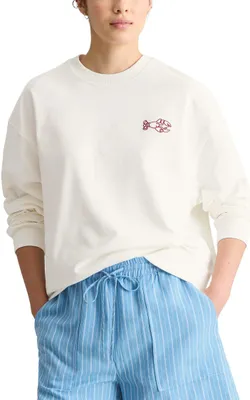 Produktbild von Marc OߴPolo Denim Damen Crayfish Sweatshirt aus Baumwolle Oversize Fit, Weiß