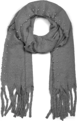 Produktbild von styleBREAKER Damen unifarbener Web Schal mit Perlen und langen dicken Fransen, Winter, Stola 01017123